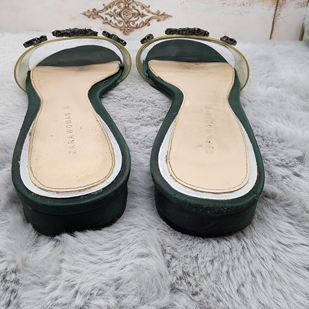 Zara woman clear vinyl and satin gemstone  sandals - Picture 5 of 9